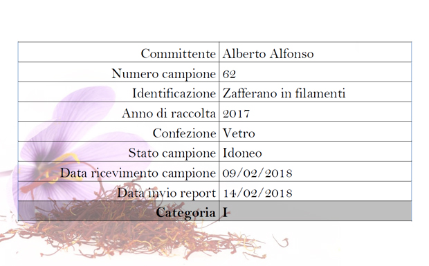 zafferano prima categoria